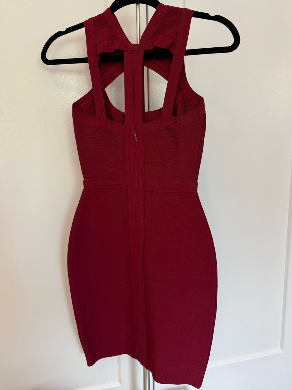 Women's Burgundy Bodycon Dress with Strappy Back